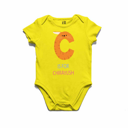 Kid's Alphabet 'C for Chirayush' name Multicolor T-shirt/Romper