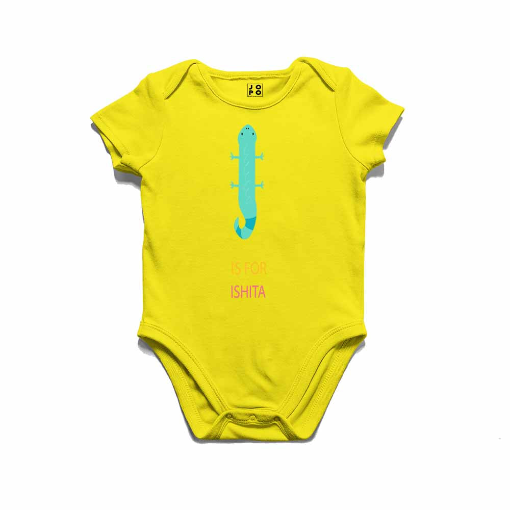 Kid's Alphabet 'I for Ishita' name Multicolor T-shirt/Romper