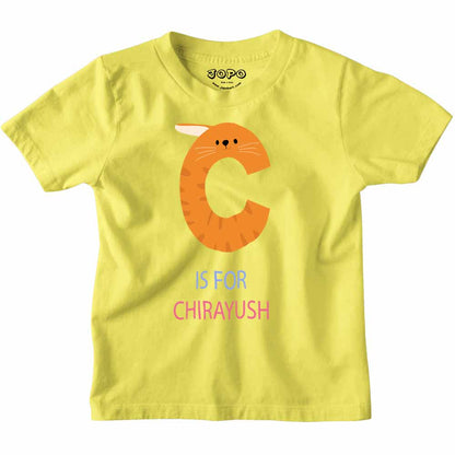 Kid's Alphabet 'C for Chirayush' name Multicolor T-shirt/Romper