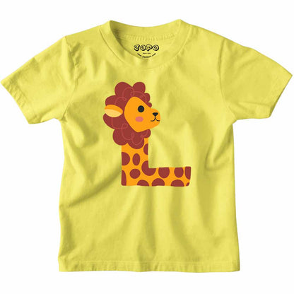 Kid's Alphabet L lion design Multicolor T-shirt/Romper