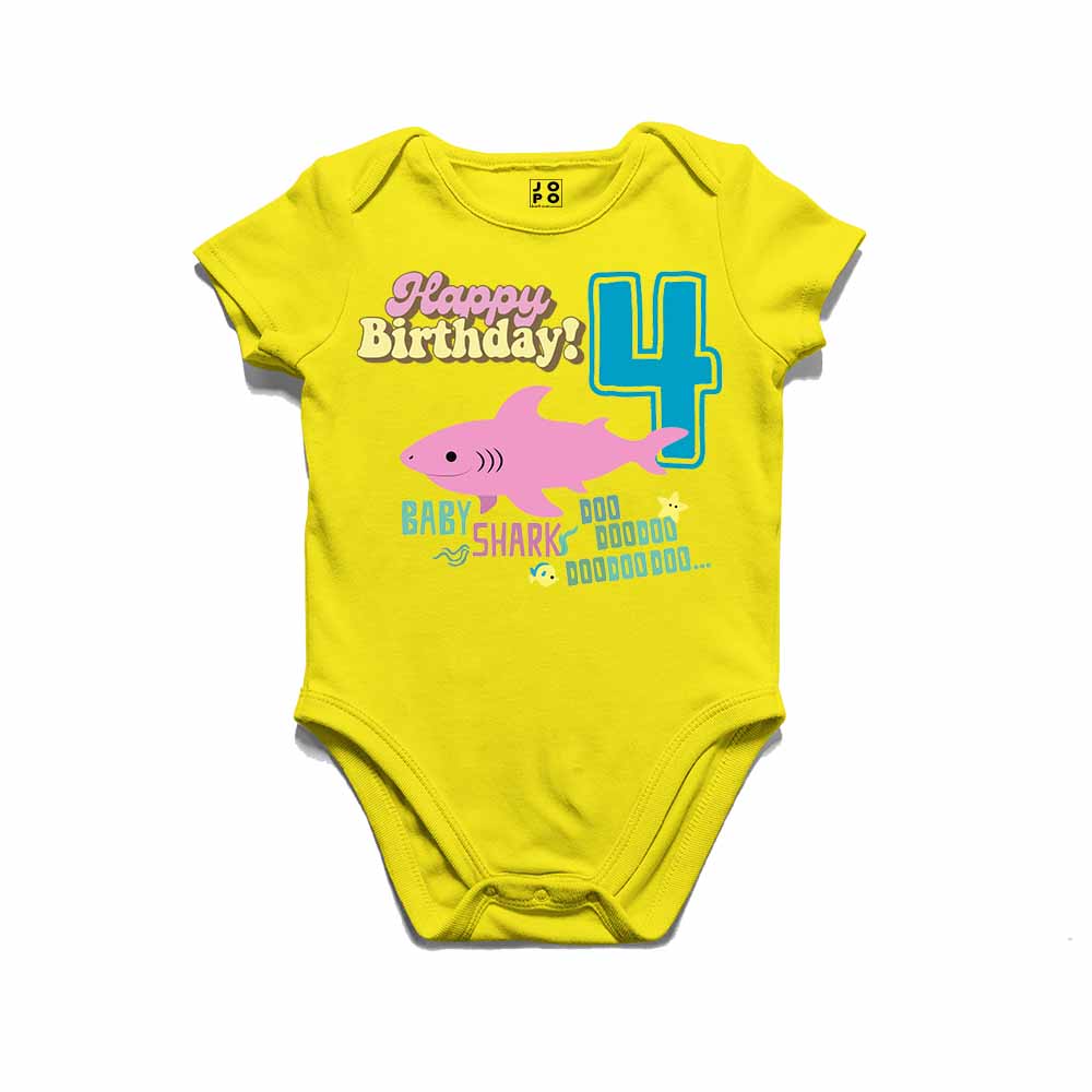 Shark Designed 4th Birthday kids T-shirt/Romper