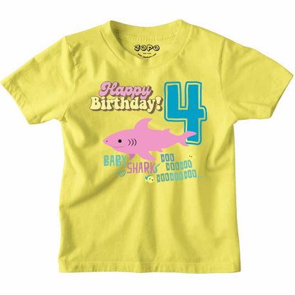 Shark Designed 4th Birthday kids T-shirt/Romper