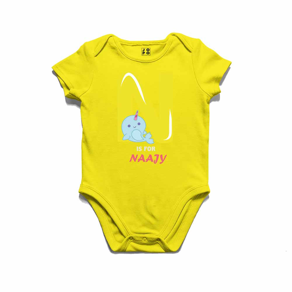 Kid's Alphabet 'N for Naajy' name Multicolor T-shirt/Romper