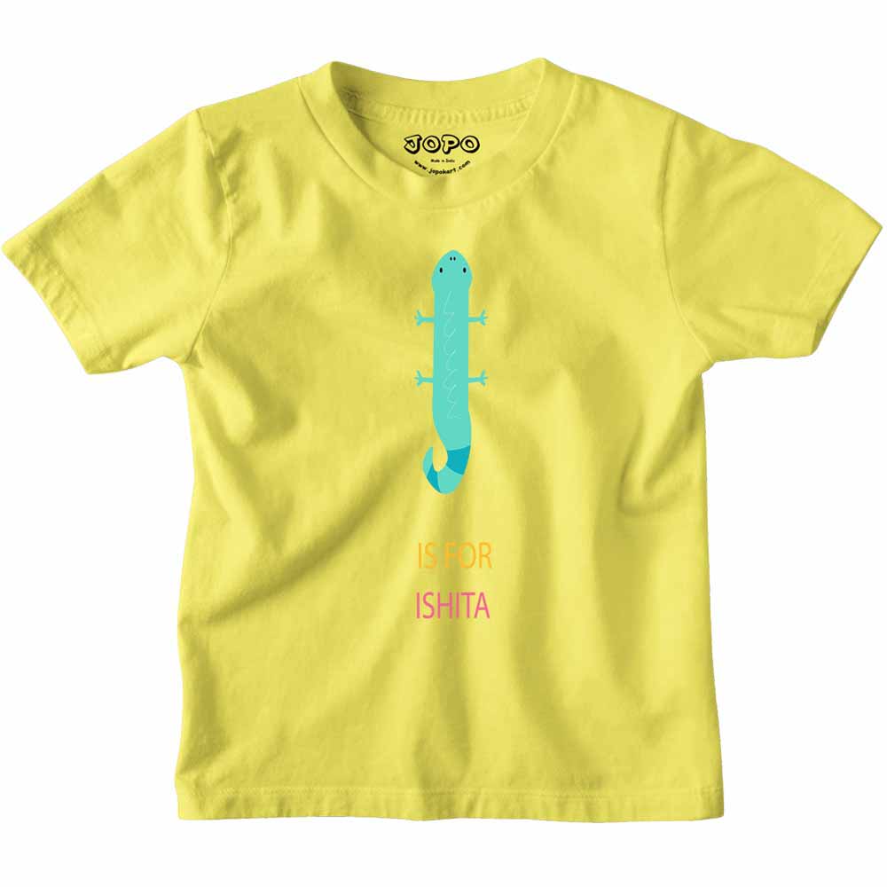 Kid's Alphabet 'I for Ishita' name Multicolor T-shirt/Romper