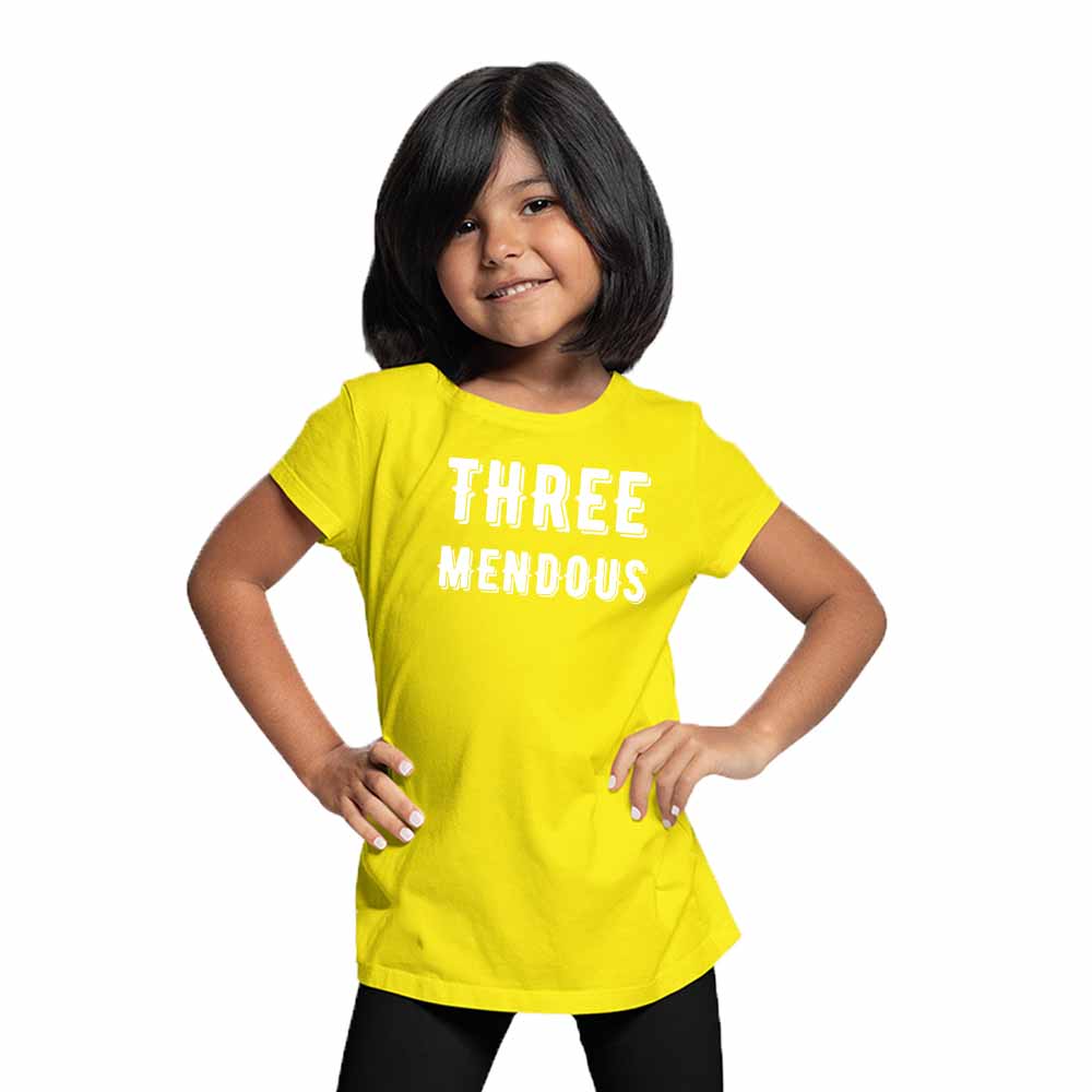 Three Mendous Birthday Theme Kids T-shirt