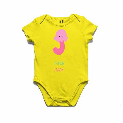 Kid's Alphabet 'J for Jaivik' name Multicolor T-shirt/Romper